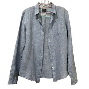 Star Clippers Small 💯 Linen Blue Women’s Men’s Long Sleeve Shirt O